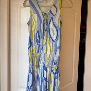 Ariella Blue and Yellow Abstract Dress